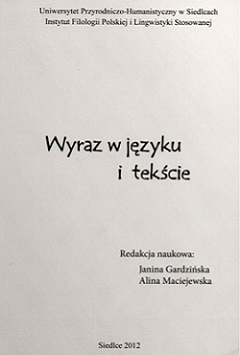 okładka książki – Janina Gardzińska, Alina Maciejewska | Wyraz w języku i tekście