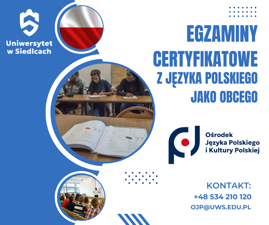 Egzaminy certyfikatowe z języka polskiego jako obcego | plakat