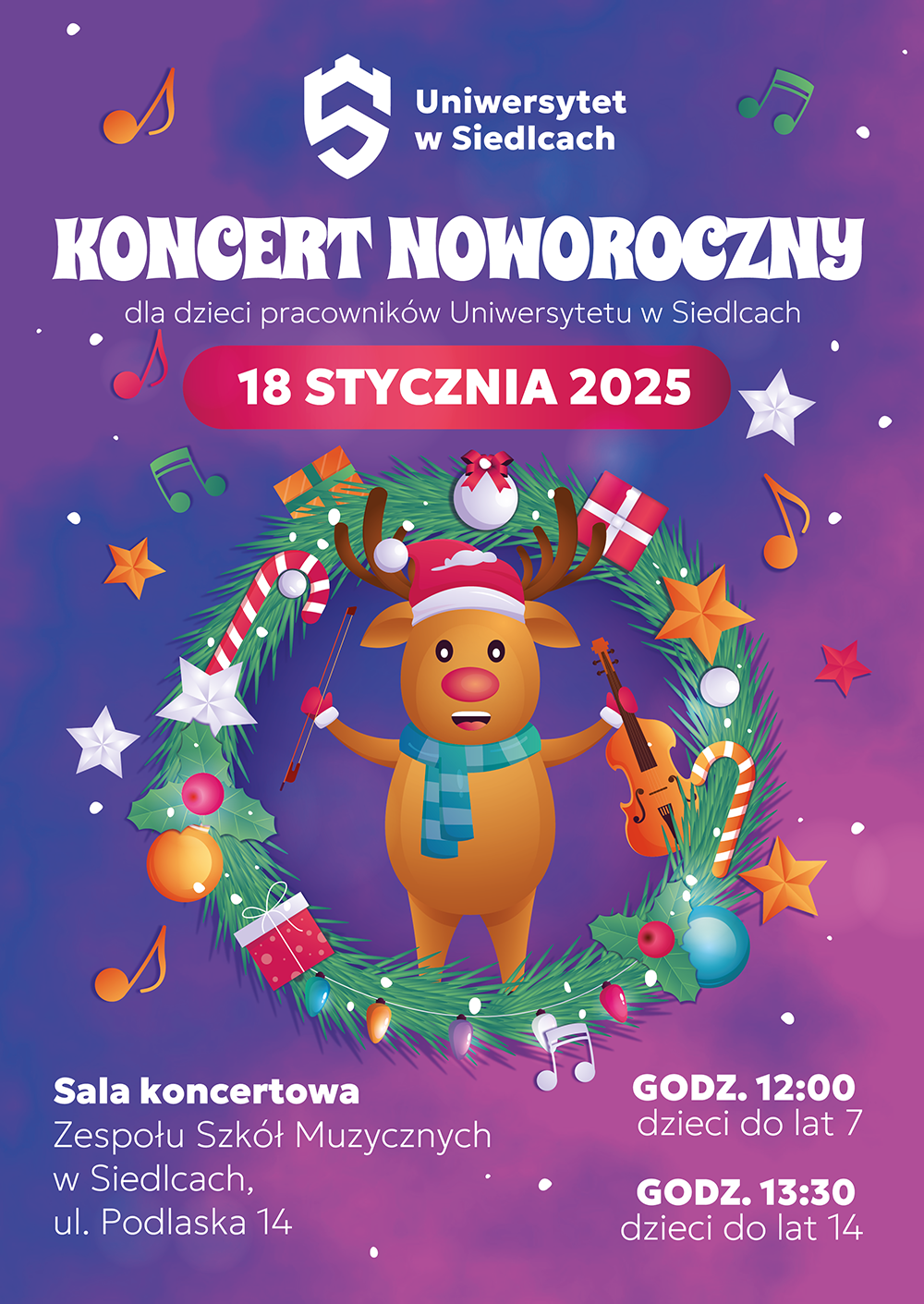 Koncert noworoczny dla dzieci pracowników UwS | plakat