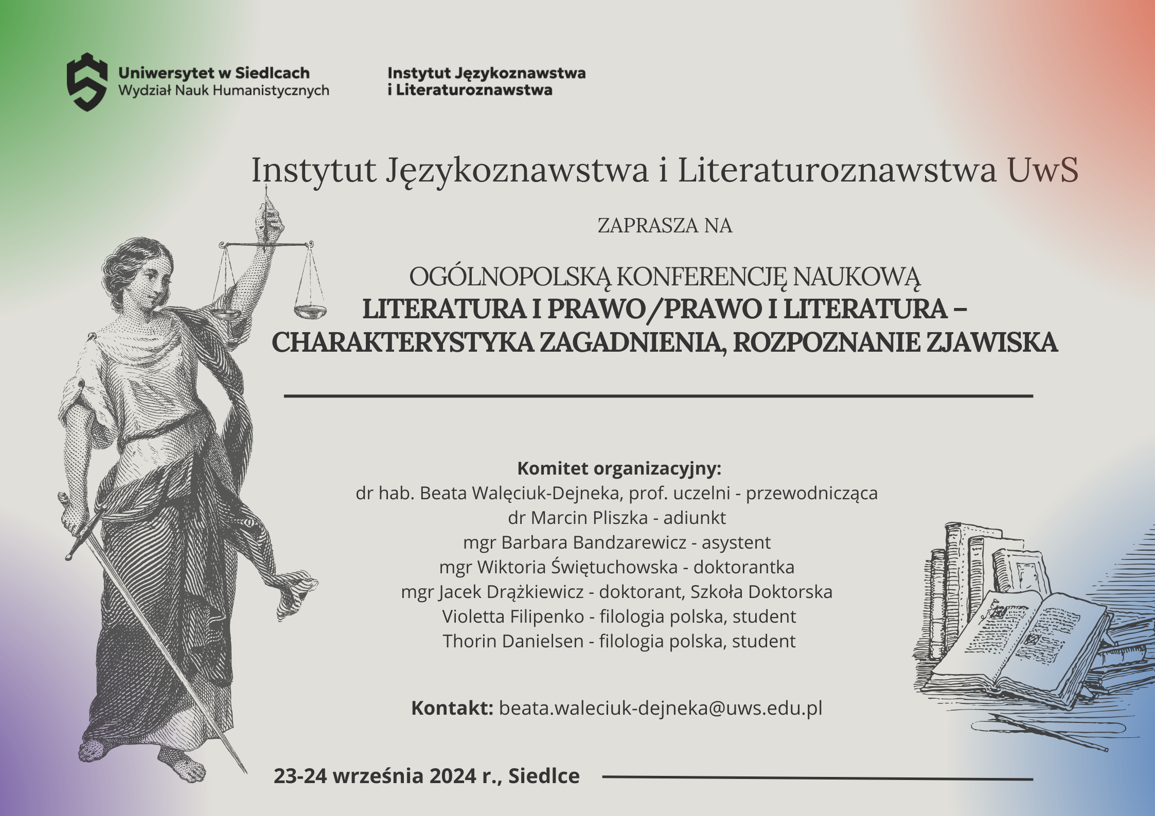 Ogólnopolska konferencja naukowa „Literatura i prawo/prawo i literatura – charakterystyka zagadnienia, rozpoznanie zjawiska – plakat