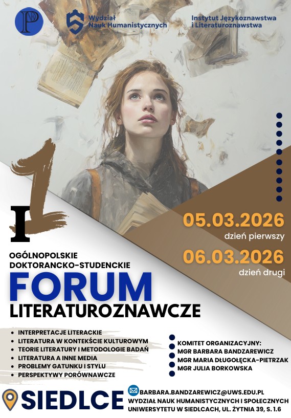 I Ogólnopolskie Doktorancko-Studenckie Forum Literaturoznawcze (5–6 marca 2026) | plakat